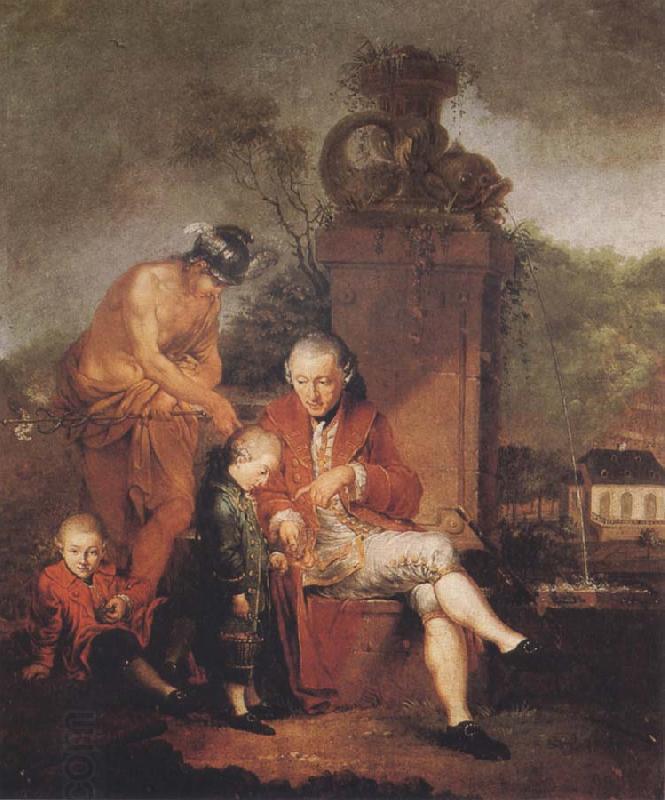 Januarius Zick Gottfried Peter de Requile with his two sons and Mercury